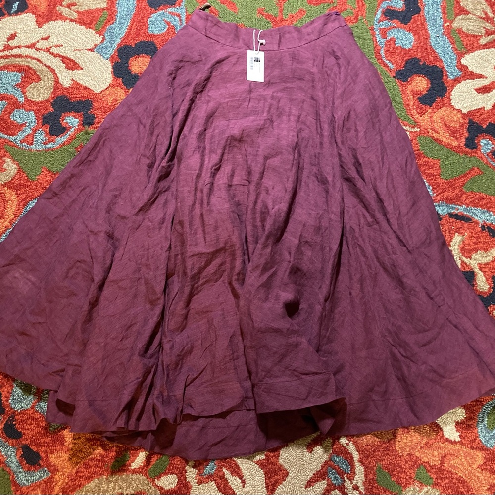 NEW XL Linnennaive Maxi Cherry 22 Skirt in Plum Purple. Linen. Lined. Pockets. - Picture 10 of 12